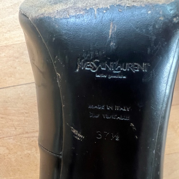 YSL Black Leather Pumps with Wooden Heel - Picture 8 of 9